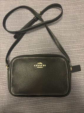 Coach Black Pebbled Leather Crossbody with Gold Logo